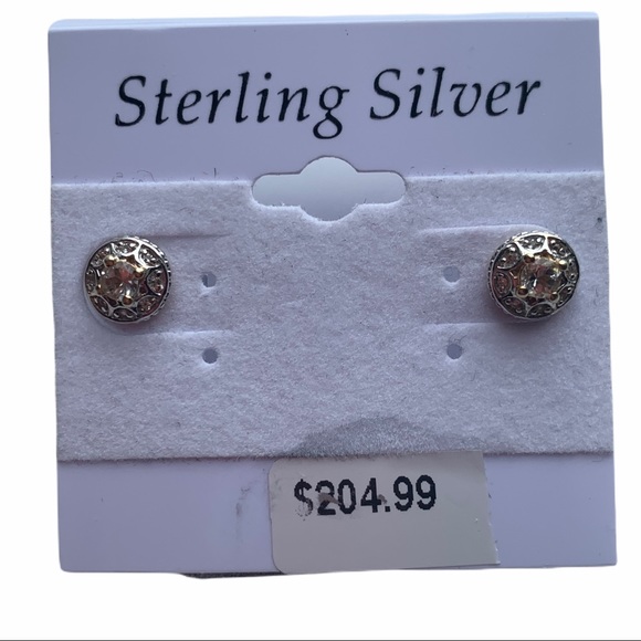 Jewelry - White Topaz Sterling Silver Round Earrings NWT
